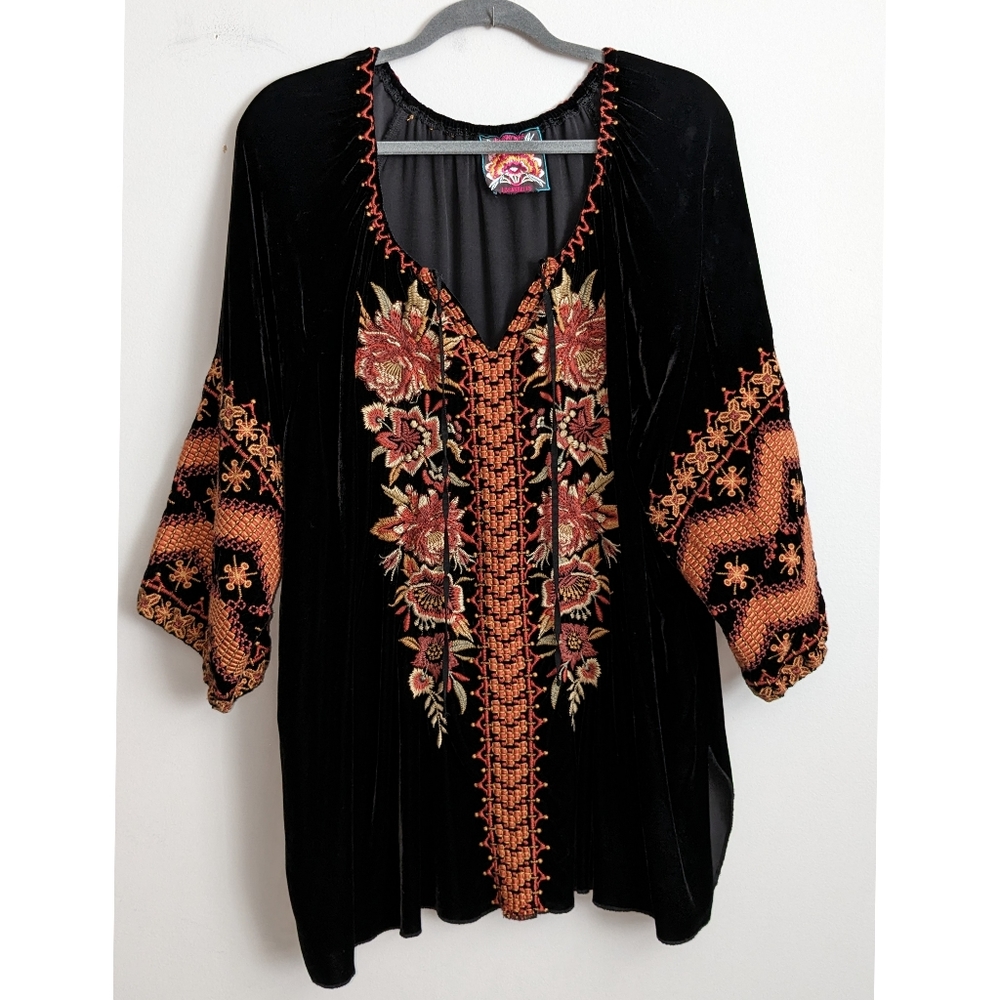 Johnny Was Velvet Peasant Blouse